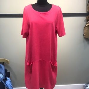 Two Danes Pink Short Sleeve Hemp Dress /pockets